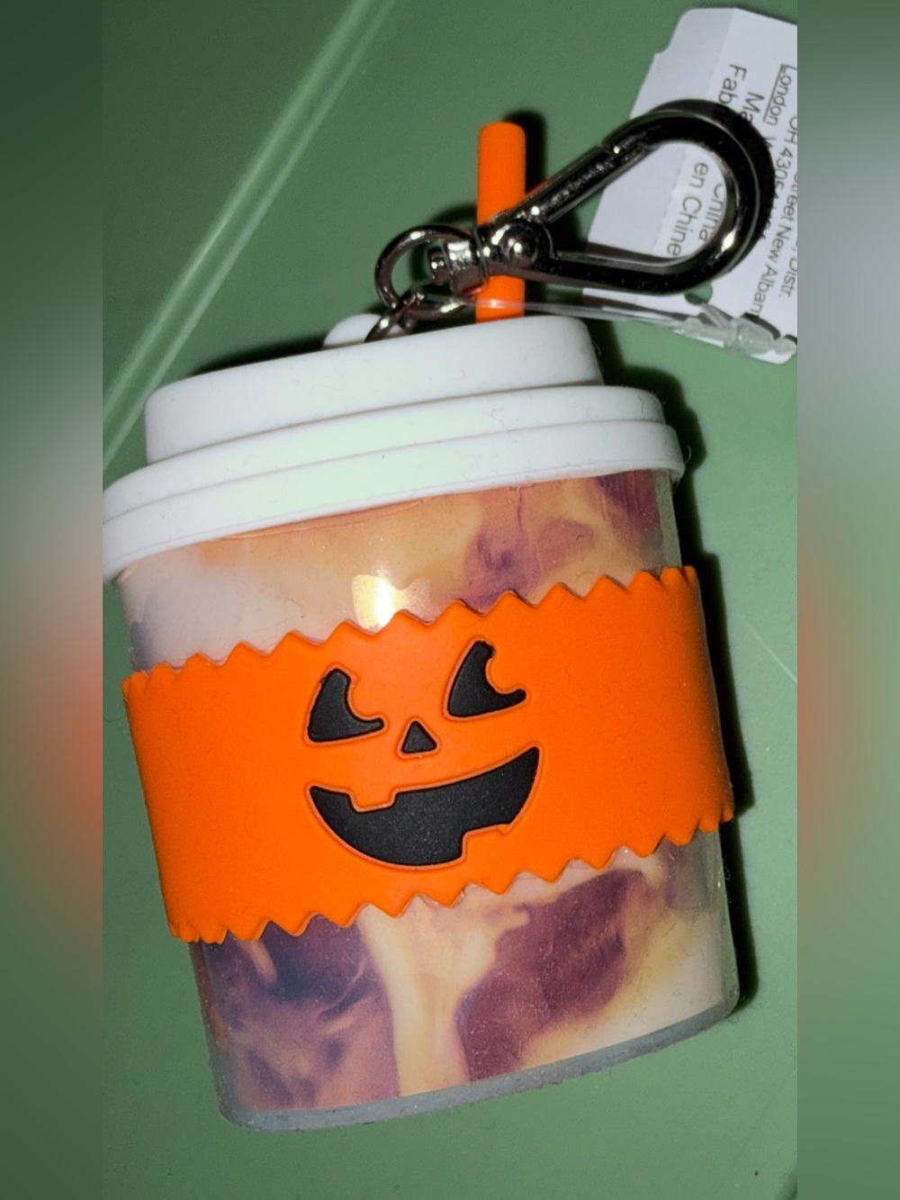 Bath & Body Works Pumpkin Latte Cup Coffee Mug PocketBac Holder Key Chain NWT